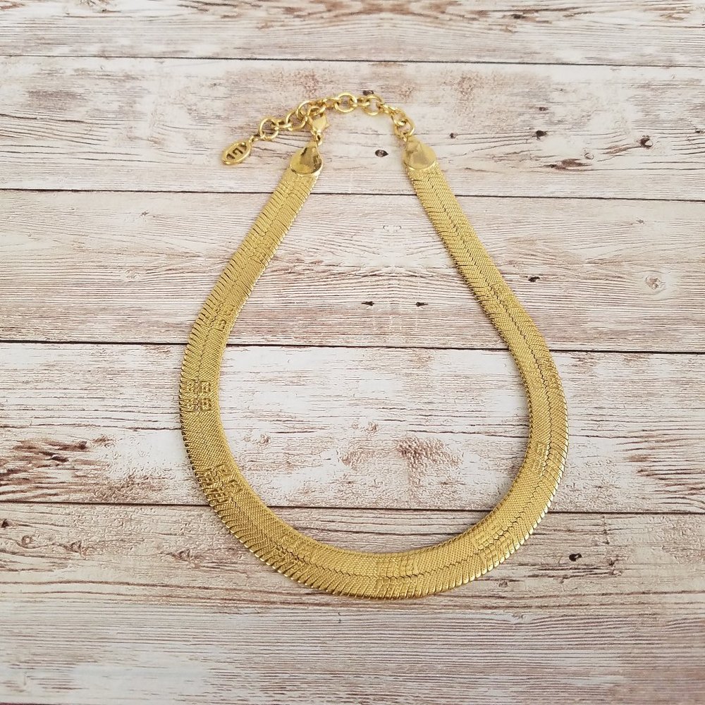 Vintage Givenchy Gold Wide Logo Necklace